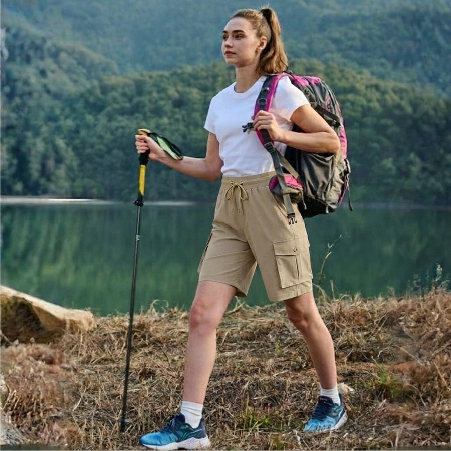 Women's Long Hiking Shorts Quick Dry Breathable Cargo Trail Shorts – product view 3 | Great Lakes Outdoor