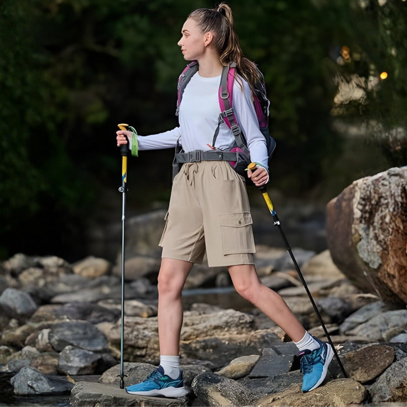 Women's Long Hiking Shorts Quick Dry Breathable Cargo Trail Shorts – product view 5 | Great Lakes Outdoor