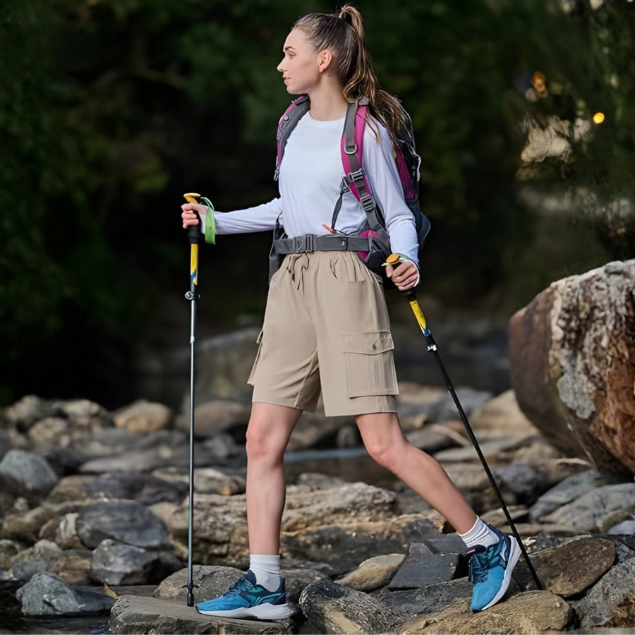 Women's Long Hiking Shorts Quick Dry Breathable Cargo Trail Shorts – product view 5 | Great Lakes Outdoor