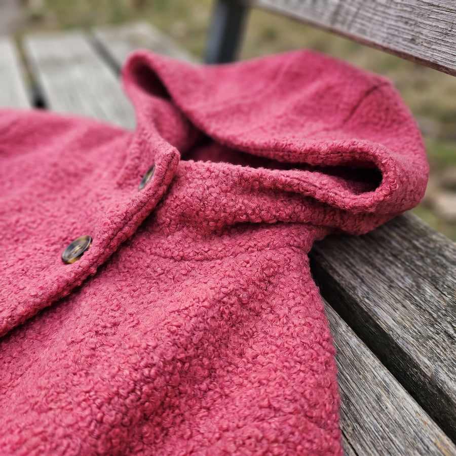 Women's Long Hooded Coat Textured Boucle Button Front Winter Outerwear, product photo 4