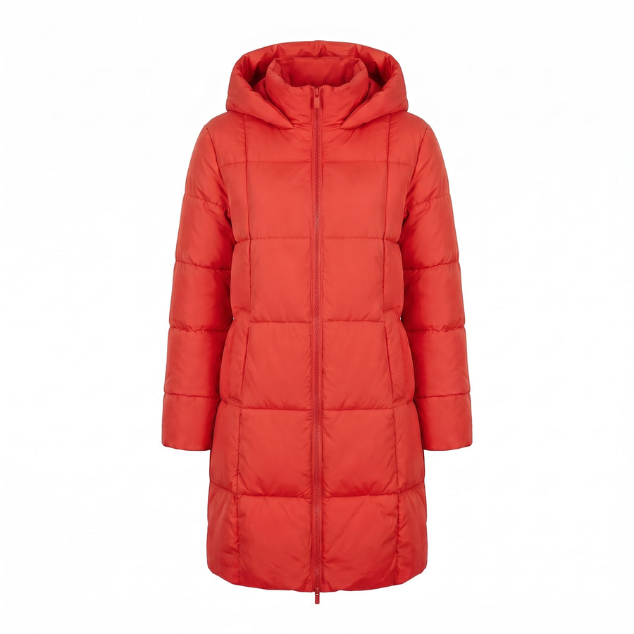 Women's Long Puffer Coat Hooded Quilted Knee Length Winter Jacket, product photo 1