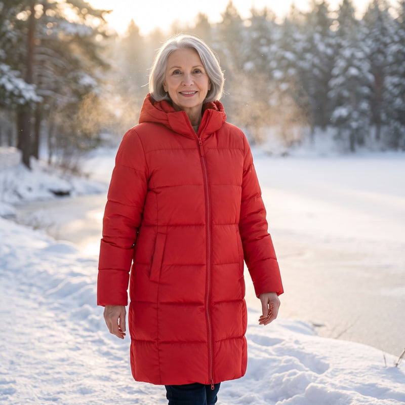 Women's Long Puffer Coat Hooded Quilted Knee Length Winter Jacket, product photo 3