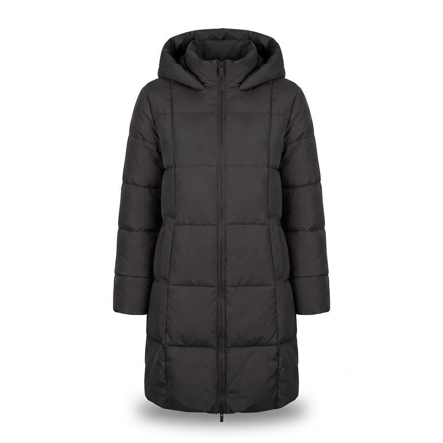 Women's Long Puffer Coat Hooded Quilted Knee Length Winter Jacket, product photo 7