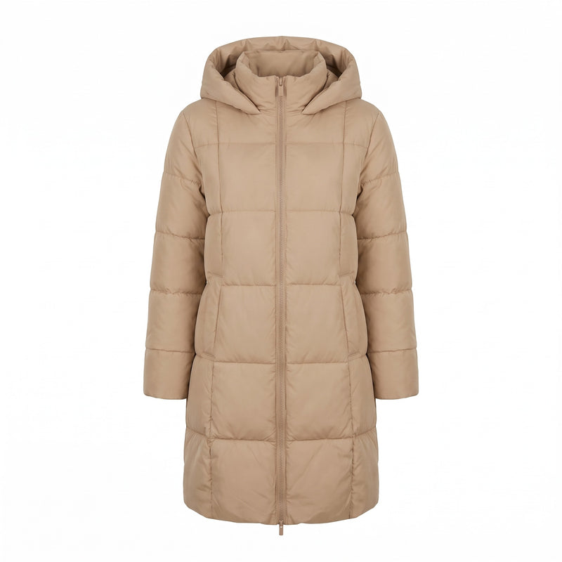Women's Long Puffer Coat Hooded Quilted Knee Length Winter Jacket, product photo 8