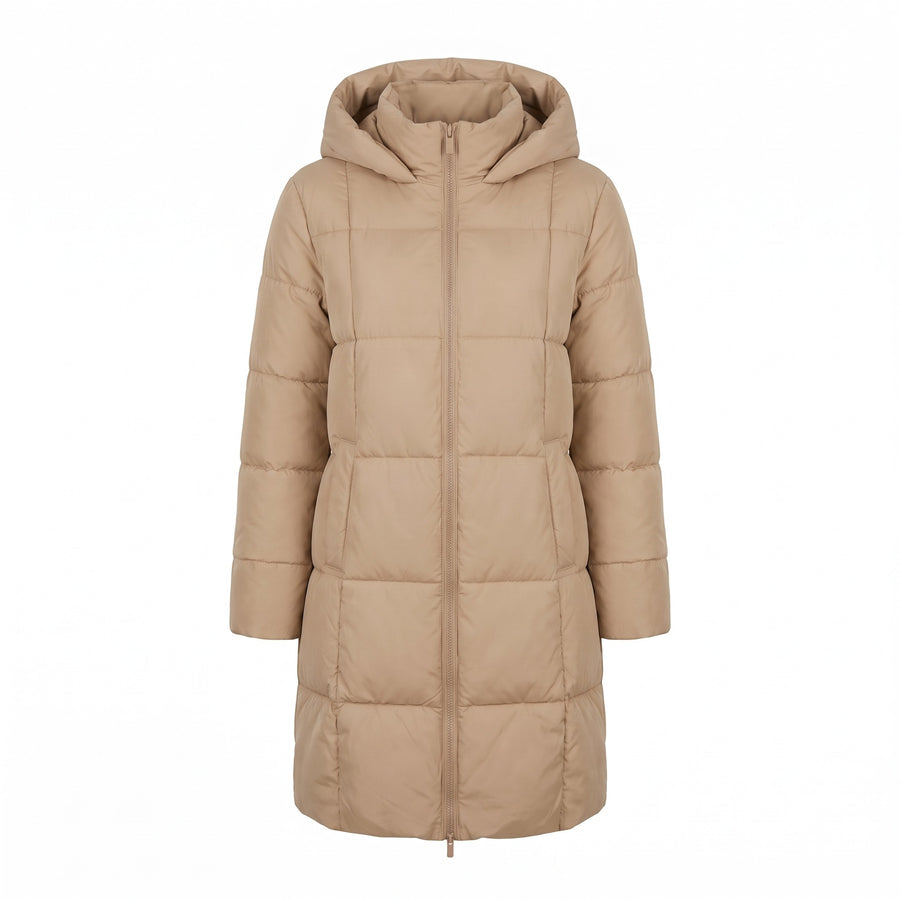 Women's Long Puffer Coat Hooded Quilted Knee Length Winter Jacket, product photo 8