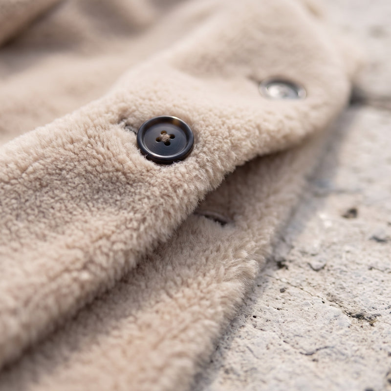 Women's Long Sherpa Coat Lapel Button Front Knee Length Jacket, product photo 4