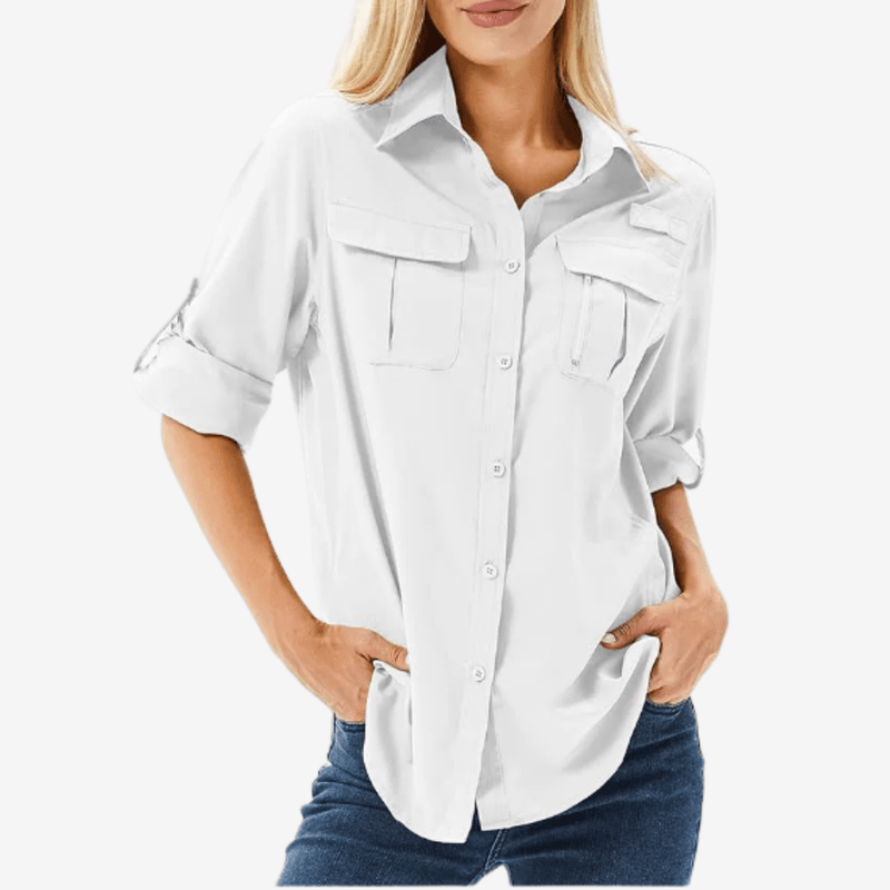 Women's Long-Sleeve Breathable Hiking Shirt Sun Protection Trail Top – product view 8 | Great Lakes Outdoor