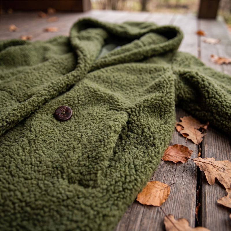 Women's Long Teddy Coat Hooded Oversized Sherpa Overcoat Pockets, product photo 4