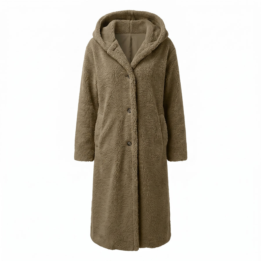 Women's Long Teddy Coat Hooded Oversized Sherpa Overcoat Pockets, product photo 8