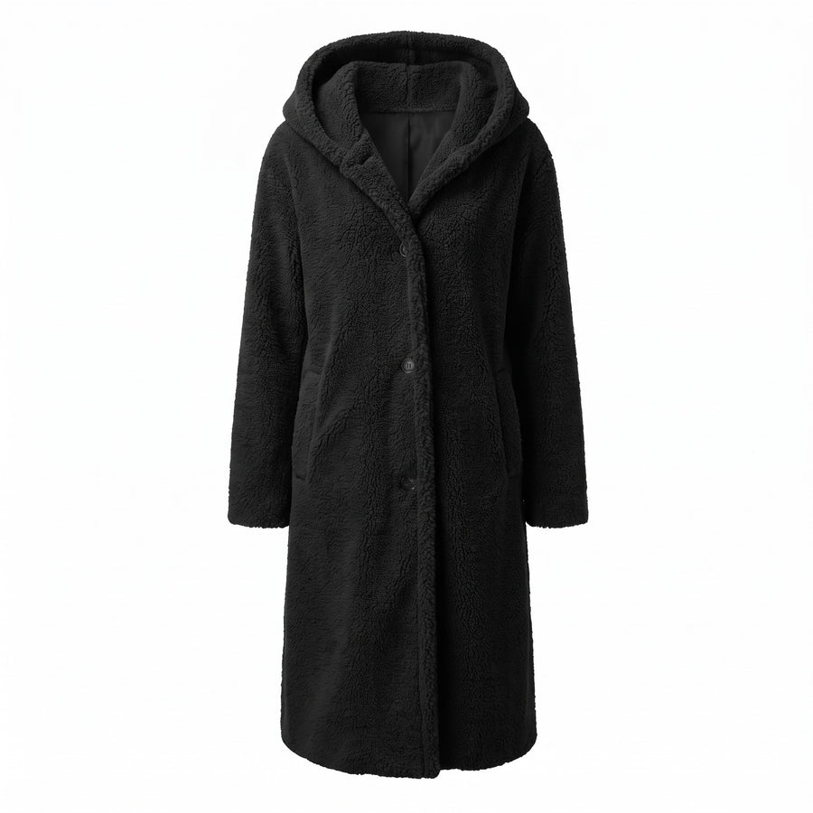Women's Long Teddy Coat Hooded Oversized Sherpa Overcoat Pockets, product photo 10