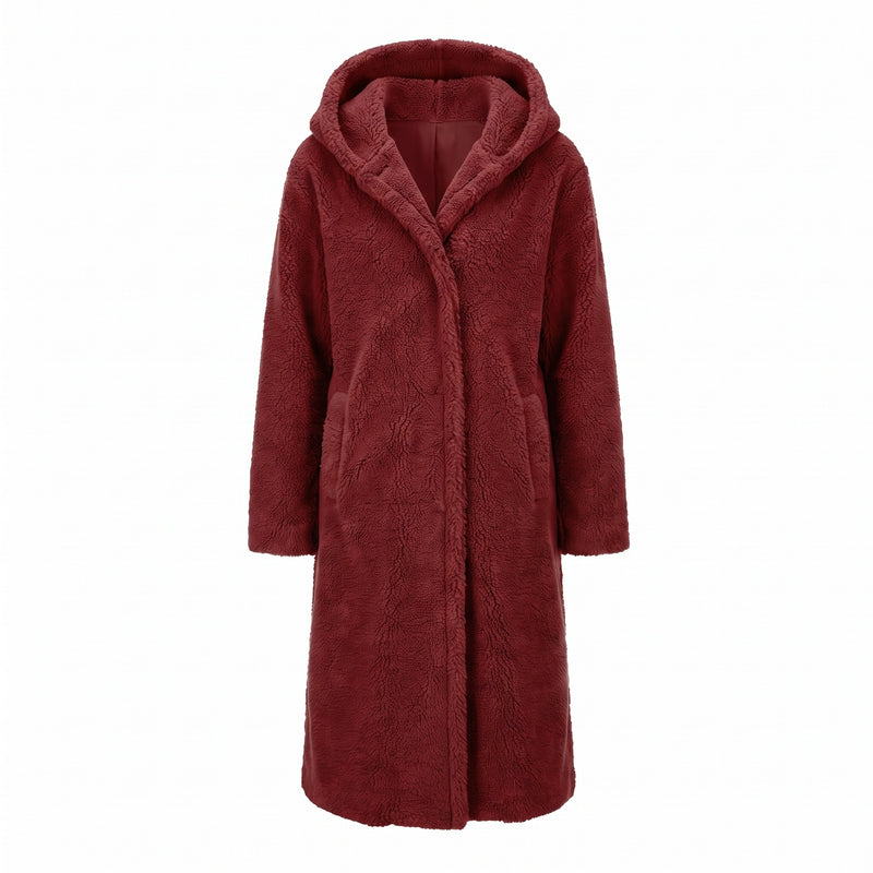 Women's Long Teddy Coat Hooded Oversized Sherpa Overcoat Pockets, product photo 11