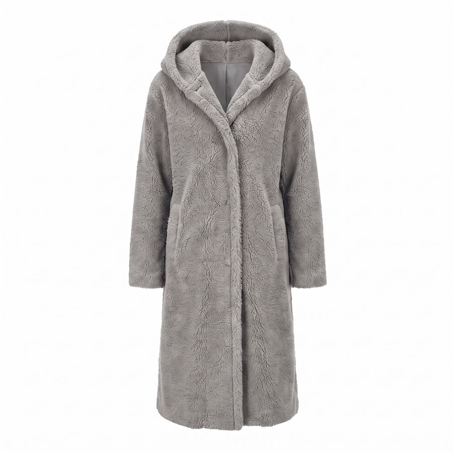 Women's Long Teddy Coat Hooded Oversized Sherpa Overcoat Pockets, product photo 12