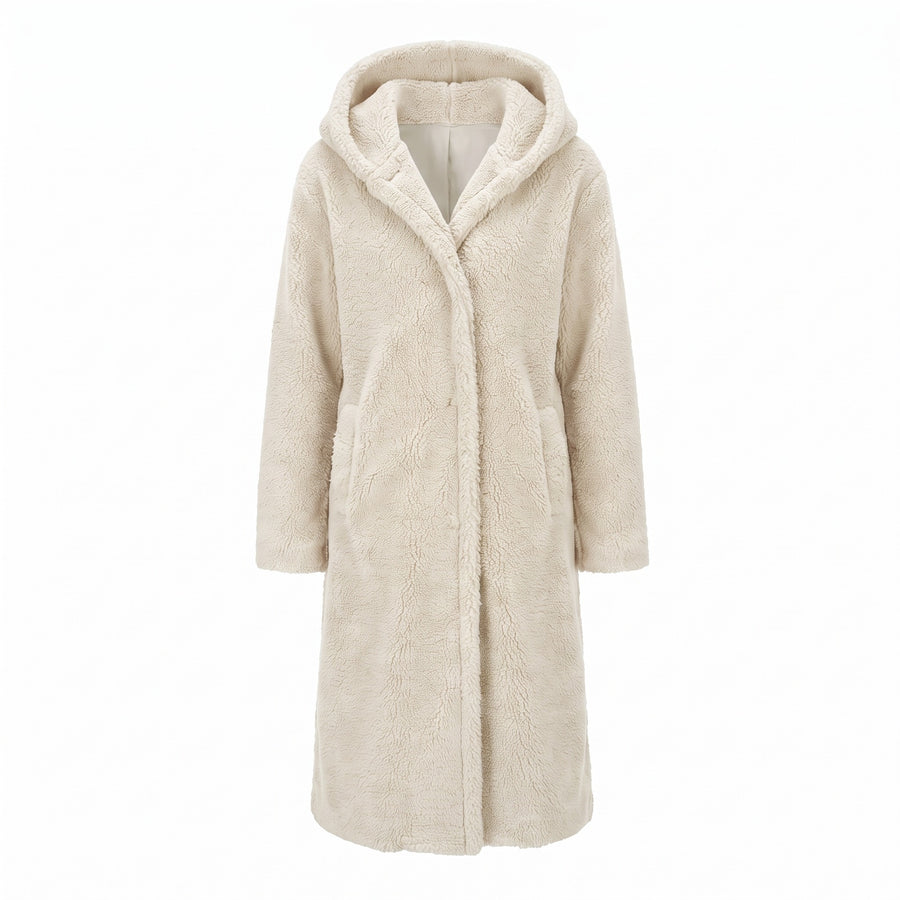 Women's Long Teddy Coat Hooded Oversized Sherpa Overcoat Pockets, product photo 13