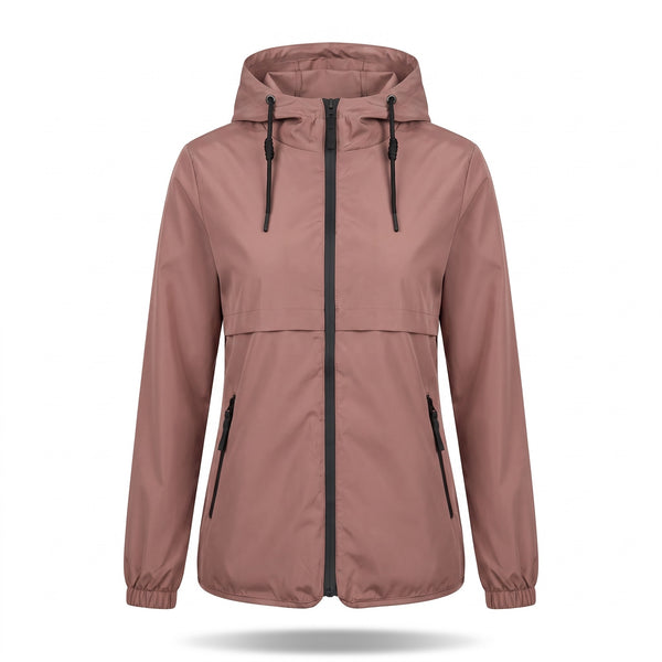 Women's Long Windbreaker Hooded Wind and Light Rain Protection
