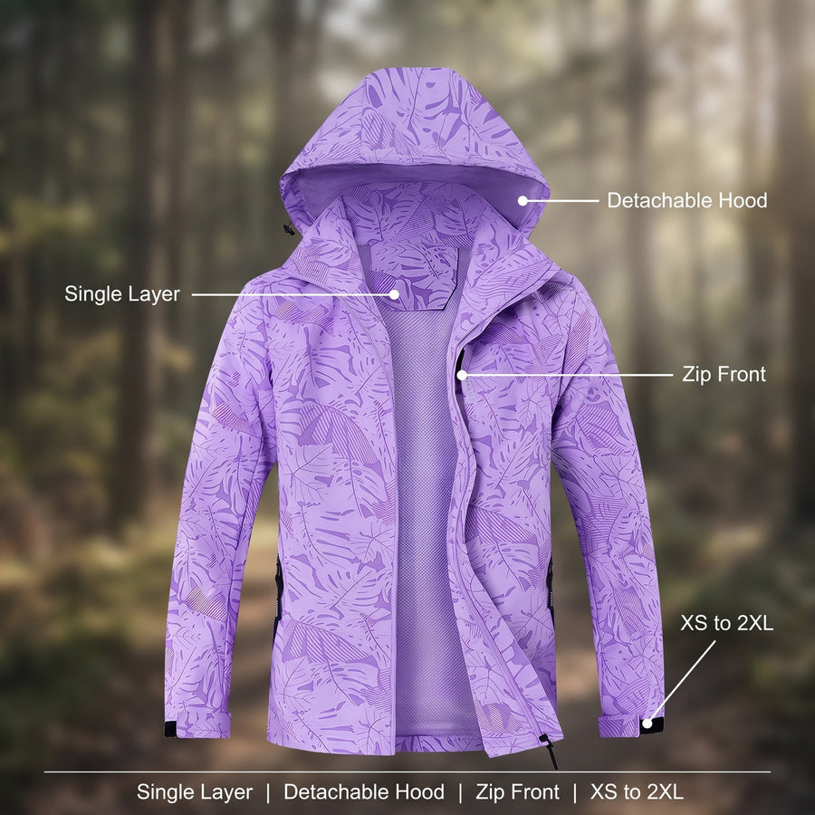 Women's Outdoor Sport Jacket Detachable Hood Single Layer Zip, product photo 2