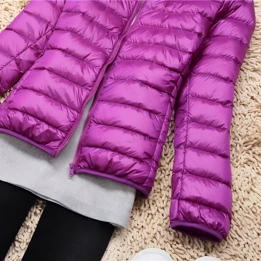 Women's Packable Down Hiking Jacket Lightweight Hooded Outdoor Coat – product view 11 | Great Lakes Outdoor