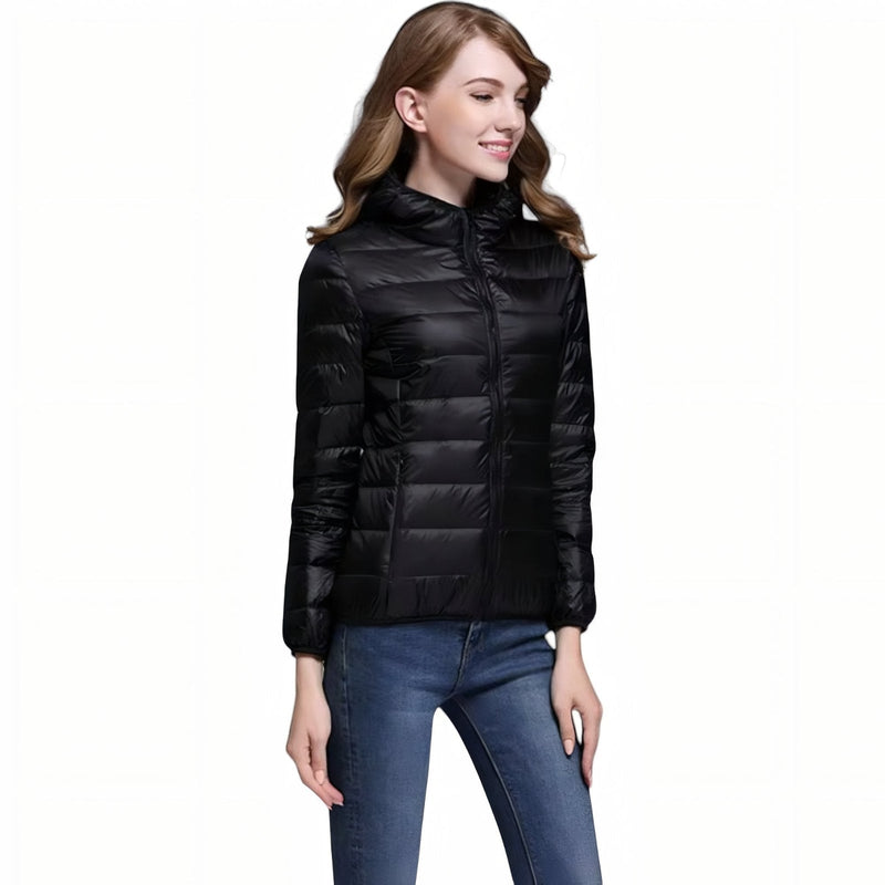 Women's Packable Down Hiking Jacket Lightweight Hooded Outdoor Coat – product view 15 | Great Lakes Outdoor