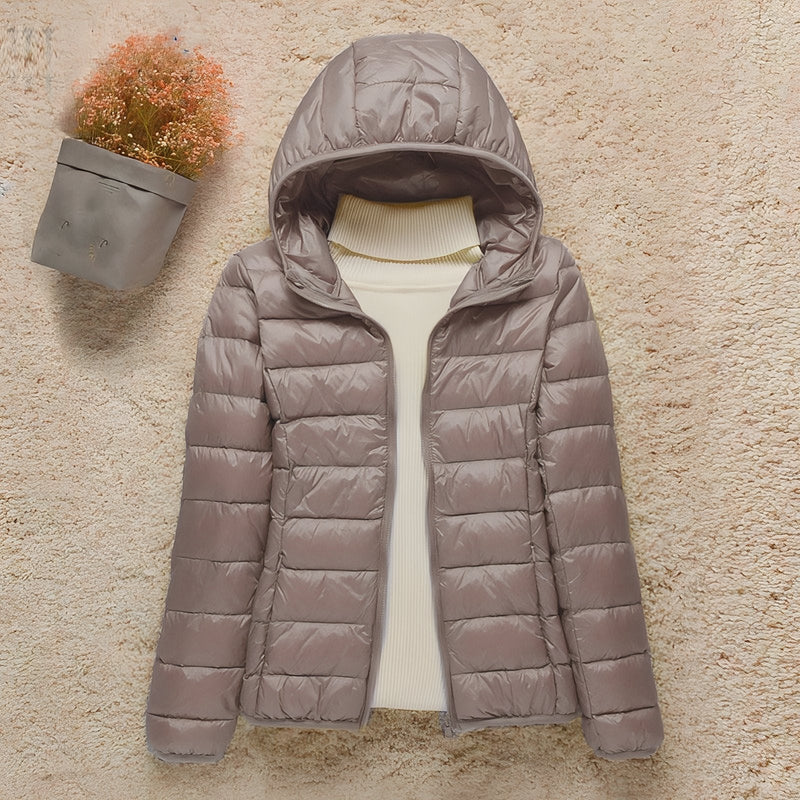 Women's Packable Down Hiking Jacket Lightweight Hooded Outdoor Coat – product view 17 | Great Lakes Outdoor