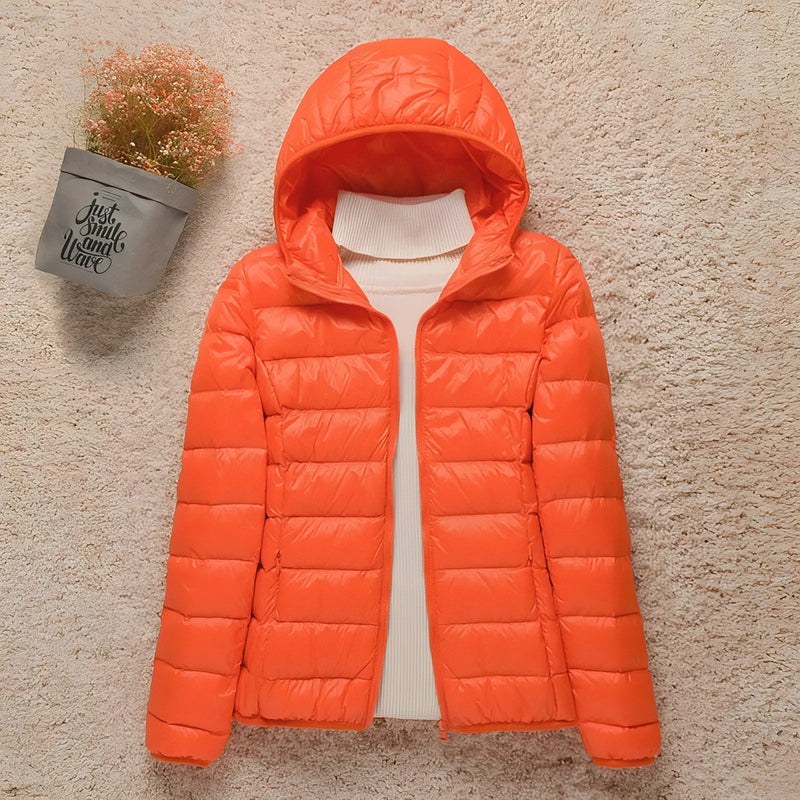 Women's Packable Down Hiking Jacket Lightweight Hooded Outdoor Coat – product view 18 | Great Lakes Outdoor