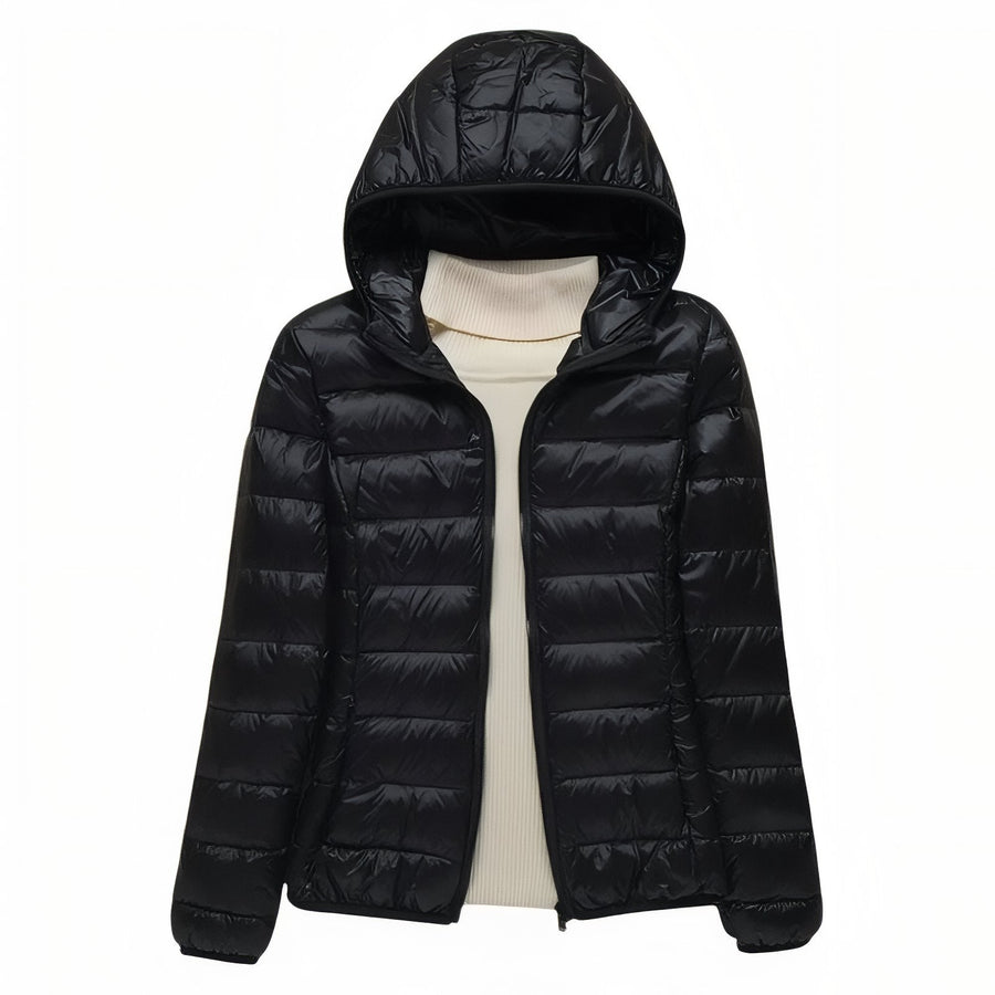 Women's Packable Down Hiking Jacket Lightweight Hooded Outdoor Coat – product view 20 | Great Lakes Outdoor