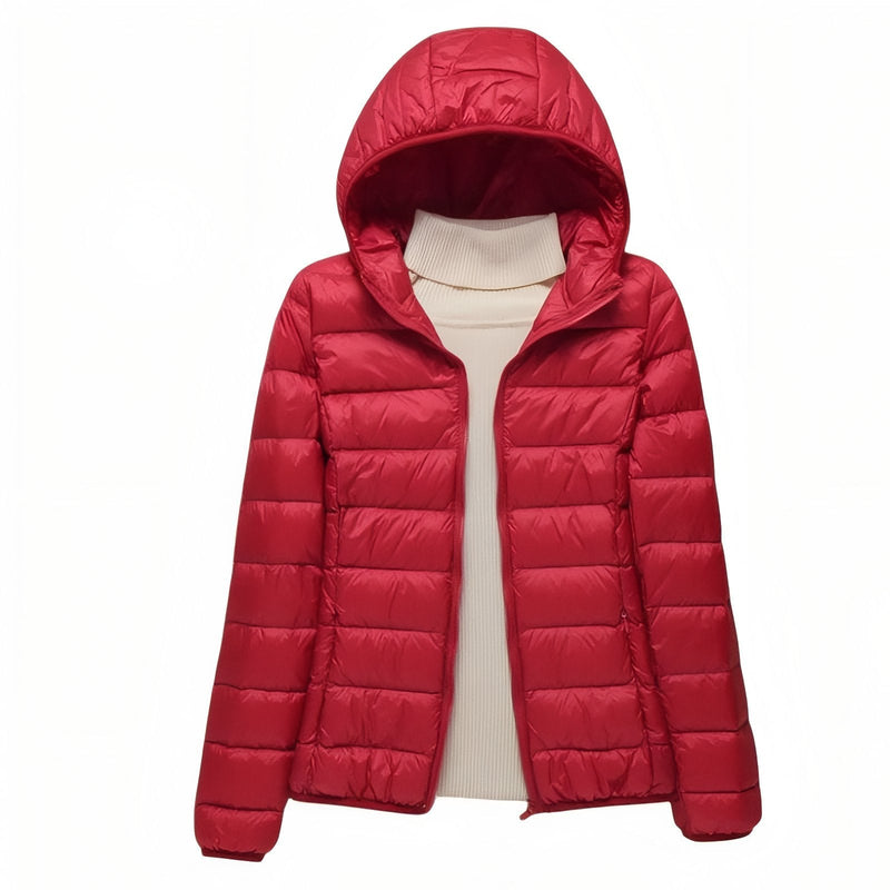 Women's Packable Down Hiking Jacket Lightweight Hooded Outdoor Coat – product view 24 | Great Lakes Outdoor