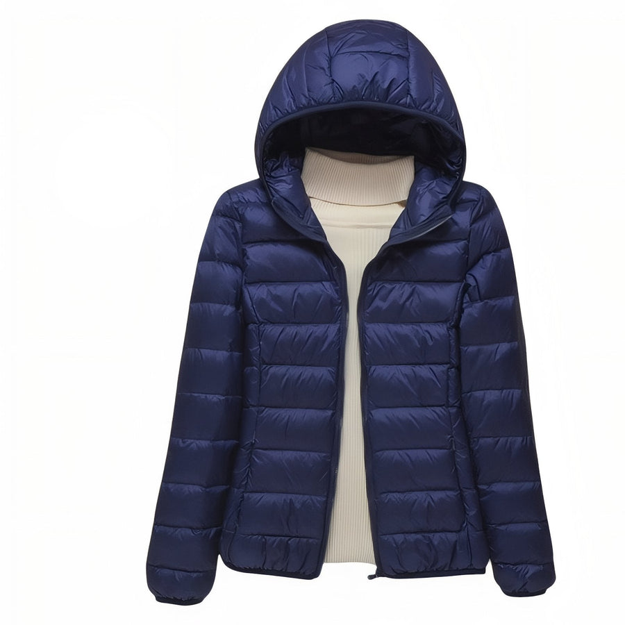 Women's Packable Down Hiking Jacket Lightweight Hooded Outdoor Coat – product view 25 | Great Lakes Outdoor