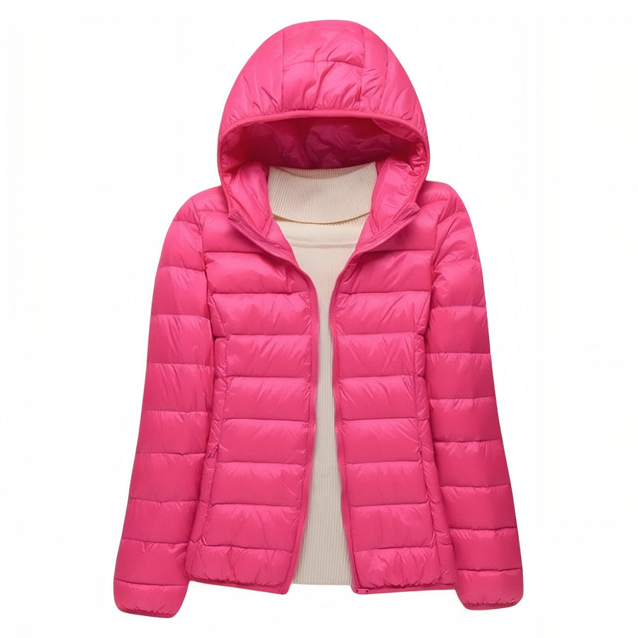 Women's Packable Down Hiking Jacket Lightweight Hooded Outdoor Coat – product view 29 | Great Lakes Outdoor