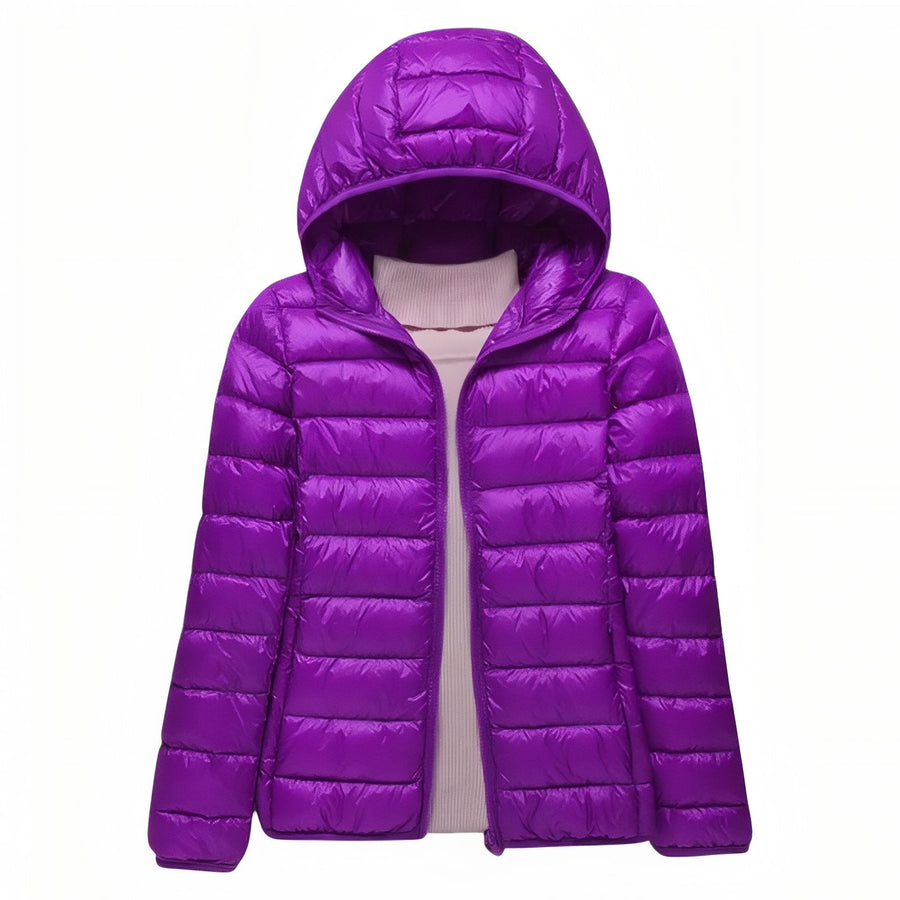Women's Packable Down Hiking Jacket Lightweight Hooded Outdoor Coat – product view 30 | Great Lakes Outdoor