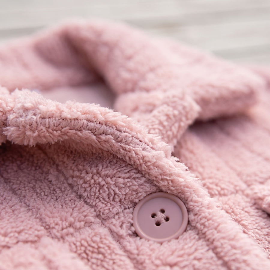 Women's Plush Jacket Notch Lapel Button Front Short Stretch Coat, product photo 4