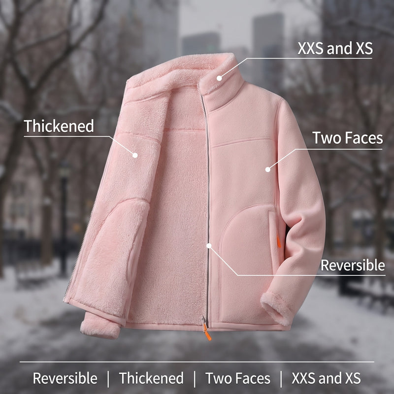 Women's Reversible Winter Coat Thickened Fluffy Warm Casual Jacket, product photo 2