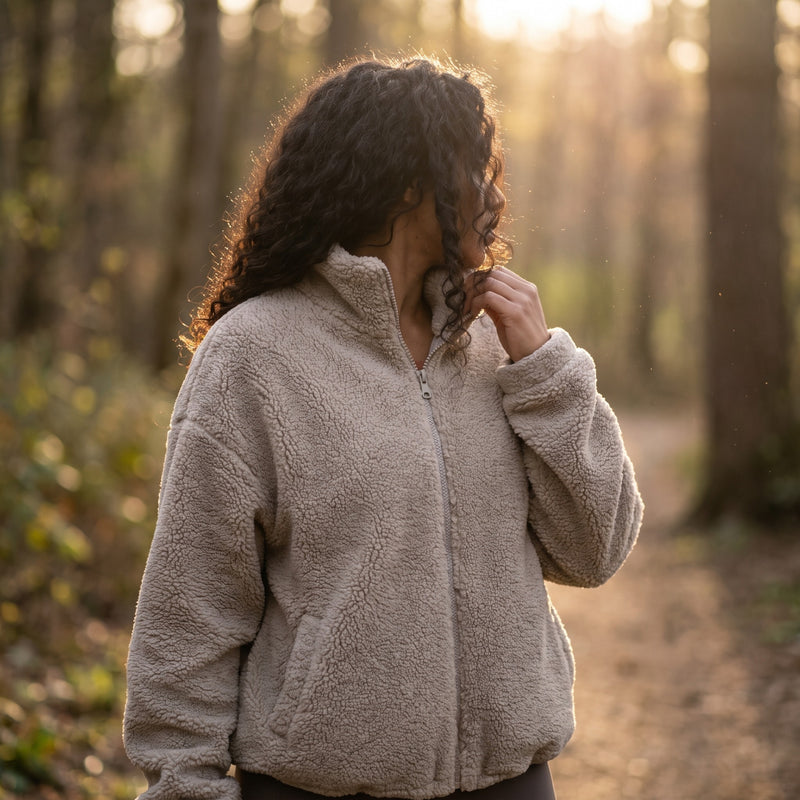 Women's Sherpa Fleece Jacket High Collar Full Zip Winter Coat, product photo 3