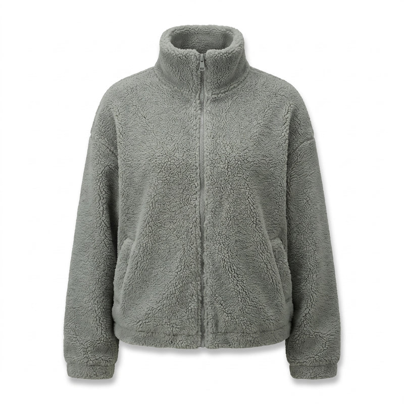 Women's Sherpa Fleece Jacket High Collar Full Zip Winter Coat, product photo 9