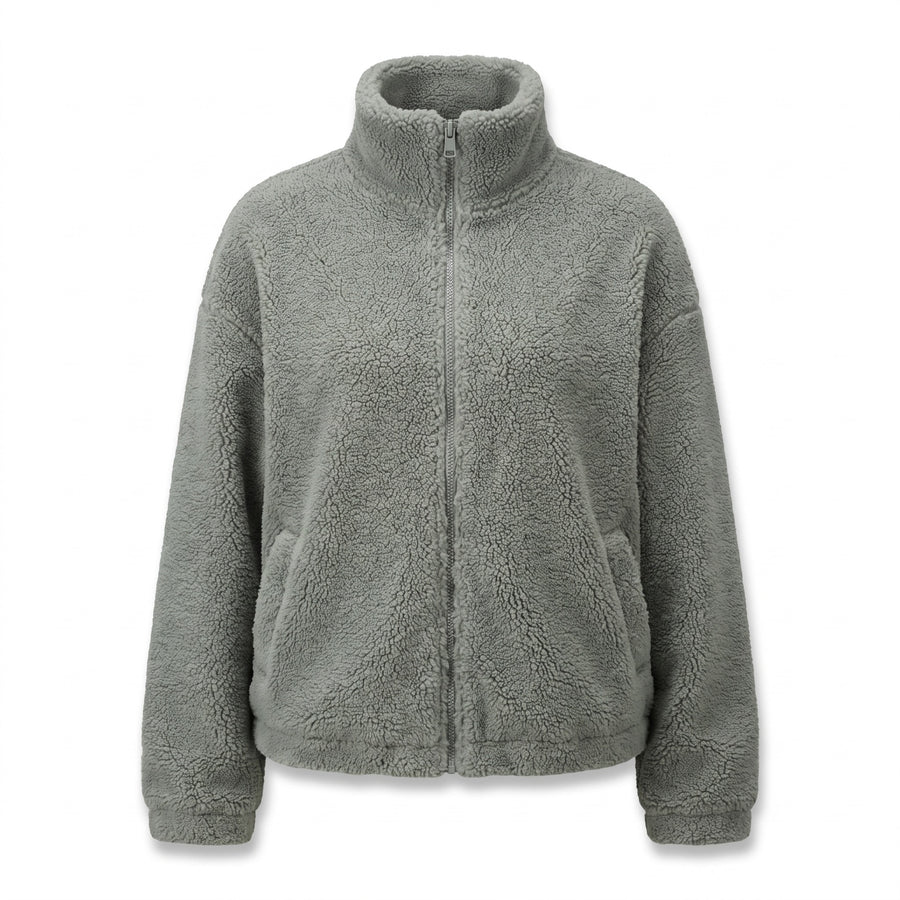 Women's Sherpa Fleece Jacket High Collar Full Zip Winter Coat, product photo 9