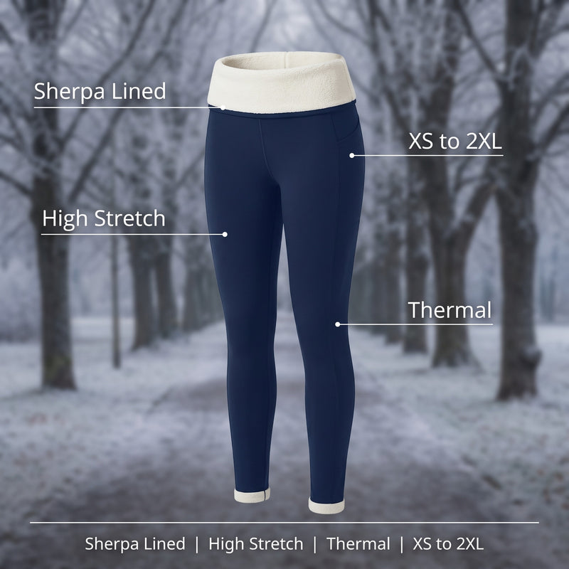 Women's Sherpa Lined Leggings Thermal Winter Yoga Running Tights, product photo 2