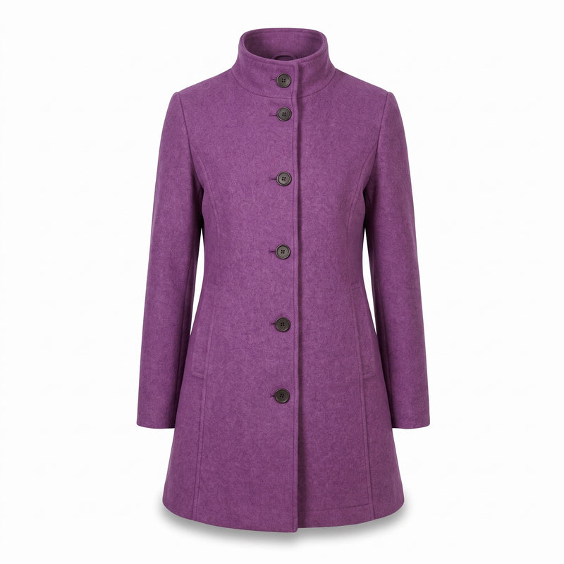 Women's Single Breasted Coat Stand Collar Button Front Casual Overcoat, product photo 6