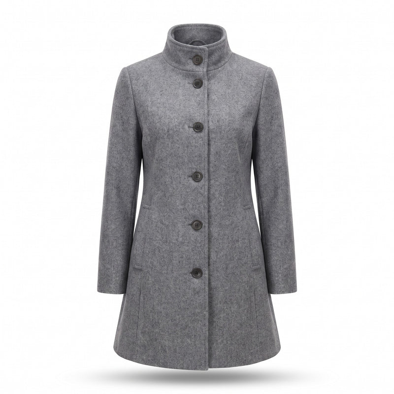 Women's Single Breasted Coat Stand Collar Button Front Casual Overcoat, product photo 8