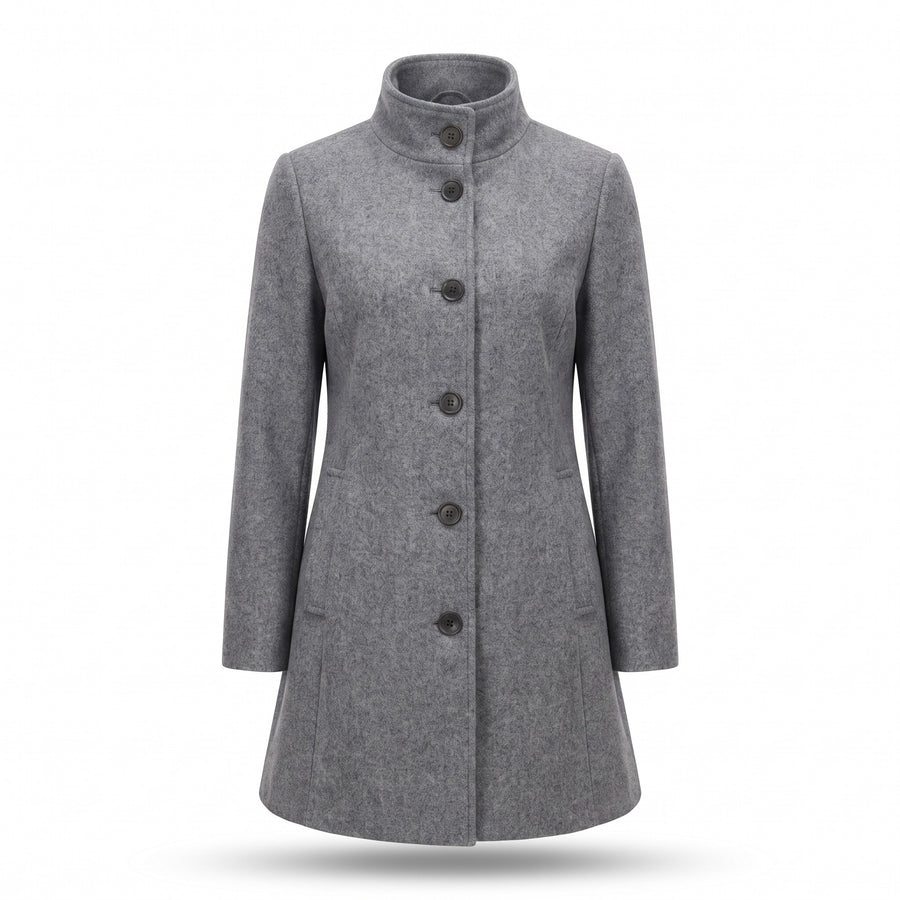 Women's Single Breasted Coat Stand Collar Button Front Casual Overcoat, product photo 8