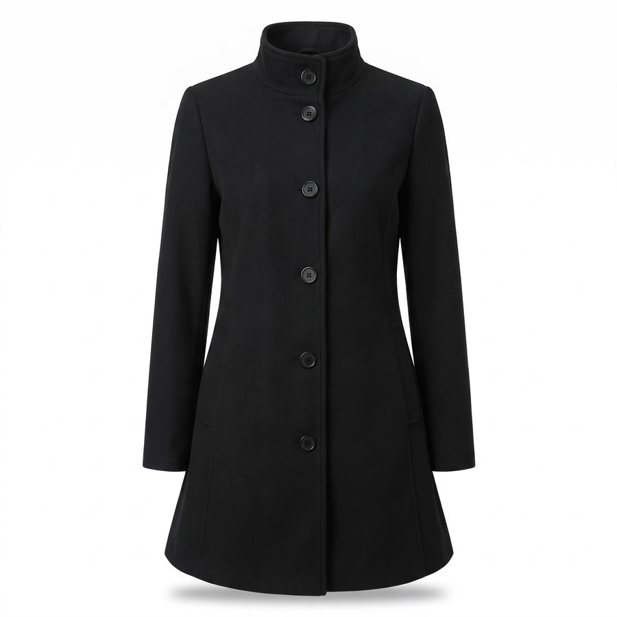 Women's Single Breasted Coat Stand Collar Button Front Casual Overcoat, product photo 9