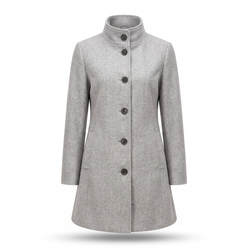 Women's Single Breasted Coat Stand Collar Button Front Casual Overcoat, product photo 10