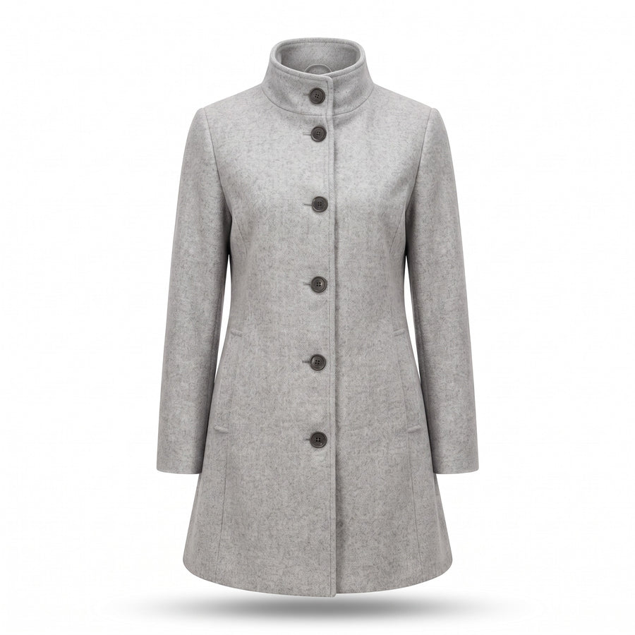 Women's Single Breasted Coat Stand Collar Button Front Casual Overcoat, product photo 10