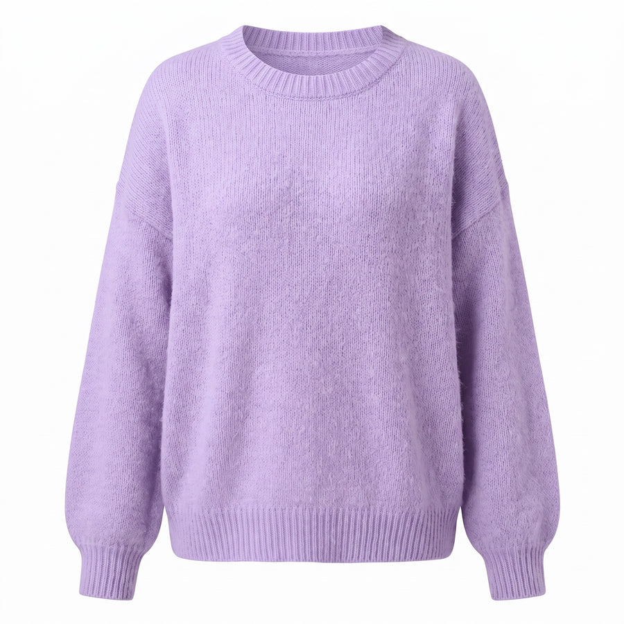 Women's Soft Texture Sweater Collarless Relaxed Fit Knit Pullover, product photo 7