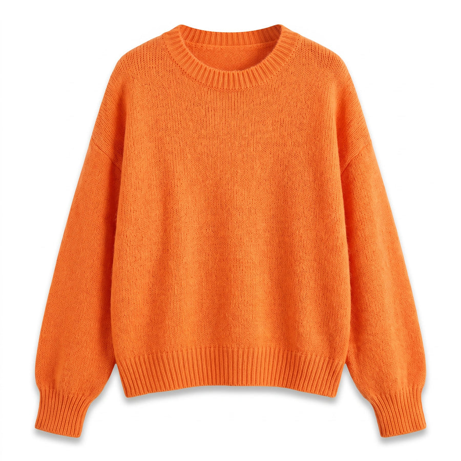 Women's Soft Texture Sweater Collarless Relaxed Fit Knit Pullover, product photo 9