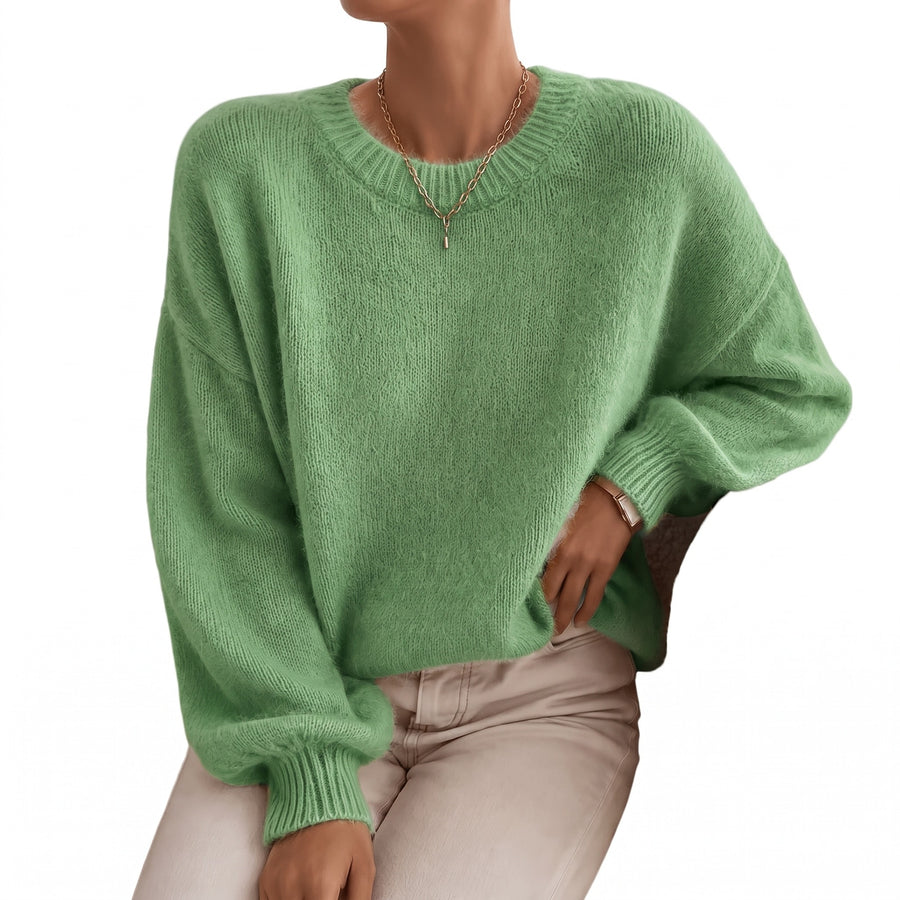 Women's Soft Texture Sweater Collarless Relaxed Fit Knit Pullover, product photo 11