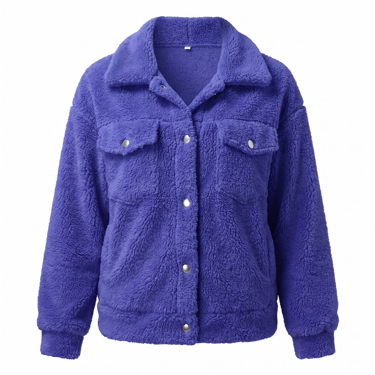 Women's Teddy Fleece Jacket Notch Lapel Short Casual Winter Coat, product photo 1