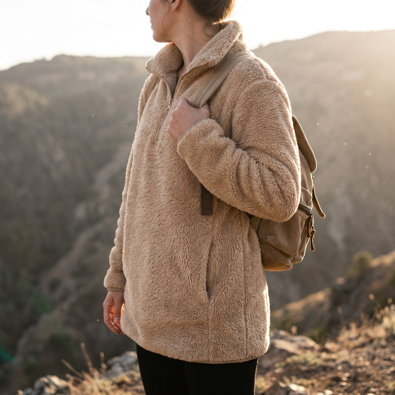 Women's Teddy Fleece Jacket Zip Front Stretch Mid Length Coat, product photo 3