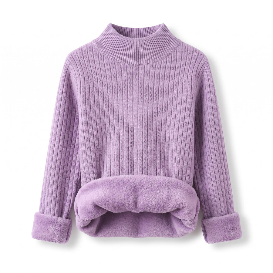Women's Thick Fleece Sweater Mock Neck Seamless Warm Knit Top, product photo 1