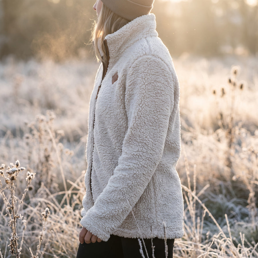 Women's Thick Plush Jacket Small Stand Collar Zip Warm Coat, product photo 3