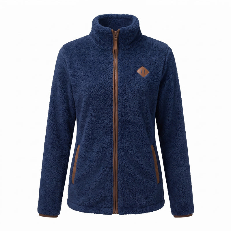 Women's Thick Plush Jacket Small Stand Collar Zip Warm Coat, product photo 9