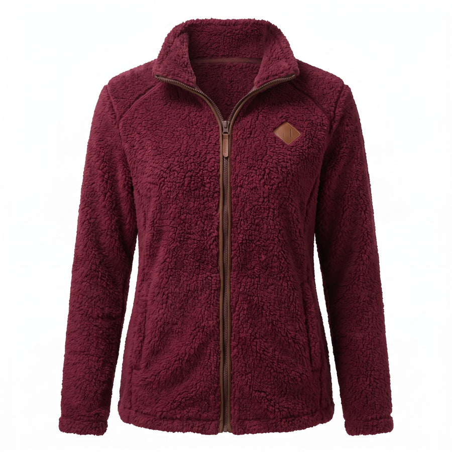 Women's Thick Plush Jacket Small Stand Collar Zip Warm Coat, product photo 11