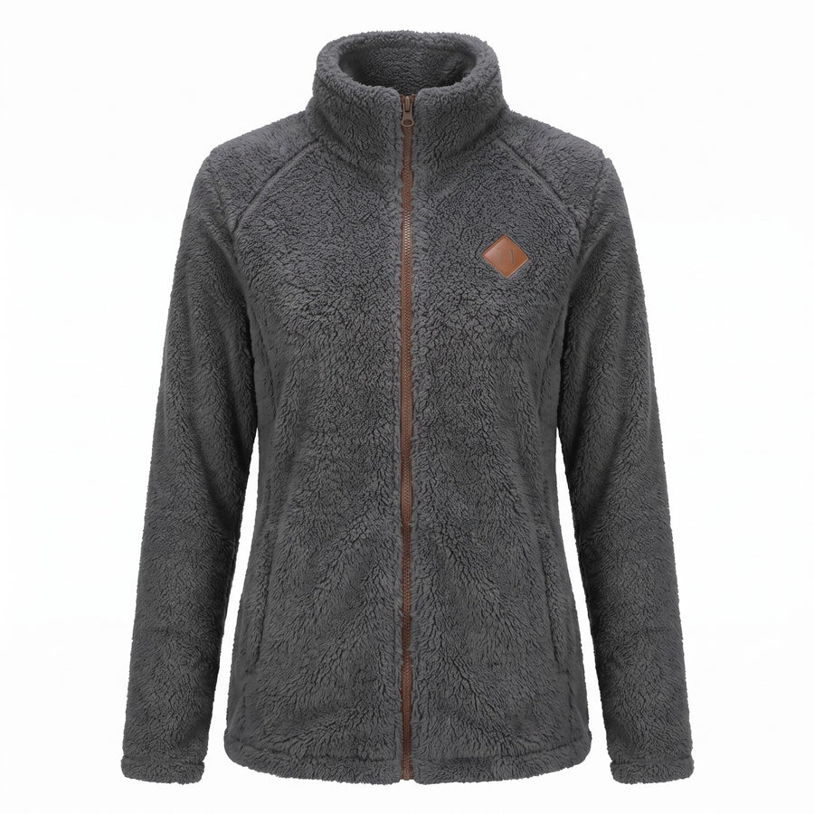 Women's Thick Plush Jacket Small Stand Collar Zip Warm Coat, product photo 13